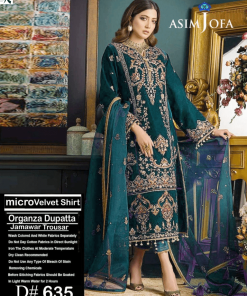 Embroidered Velvet with Organza Dupatta Suit