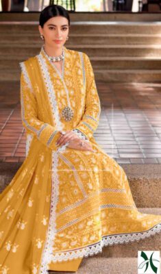 Bareeze Lawn with Chiffon Embroidered Dupatta