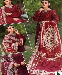 Organza Chikan Kari Lawn Cotton Suit Fabric, Elegant Chikan Kari Cotton Suit