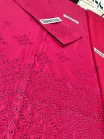 Detailed view of the embroidered sleeves and chikankari work: Cross Stitch Summer EID Collection 2024 Lawn Suit