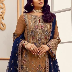 Adan Libas Festive Collection Organza Embroidered Sequence Suit with Dupatta