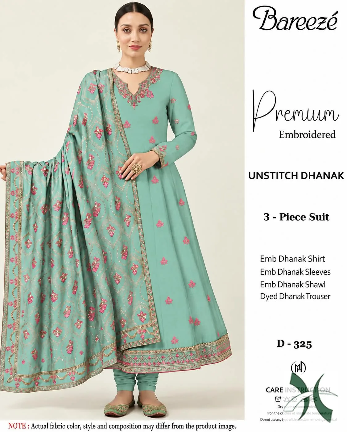 Bareeze Dhanak 3 Piece Luxury Embroidered Winter Suit