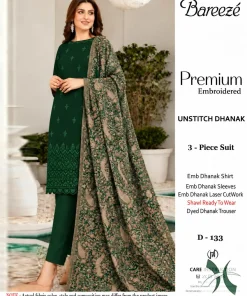 Bareeze Dhanak 3 Piece Luxury Embroidered Winter Suit